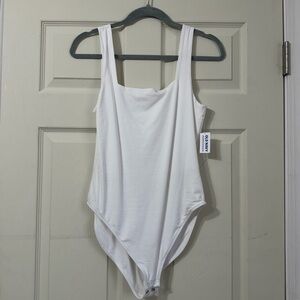 Old Navy White Girls' Scoop Neck One-Piece Bodysuit